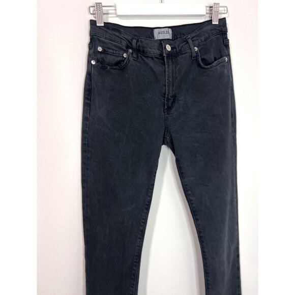 Revolve x AGOLDE Black Mid Rise Toni Raw Hem Straight Leg Jeans Size 28 - Picture 4 of 8